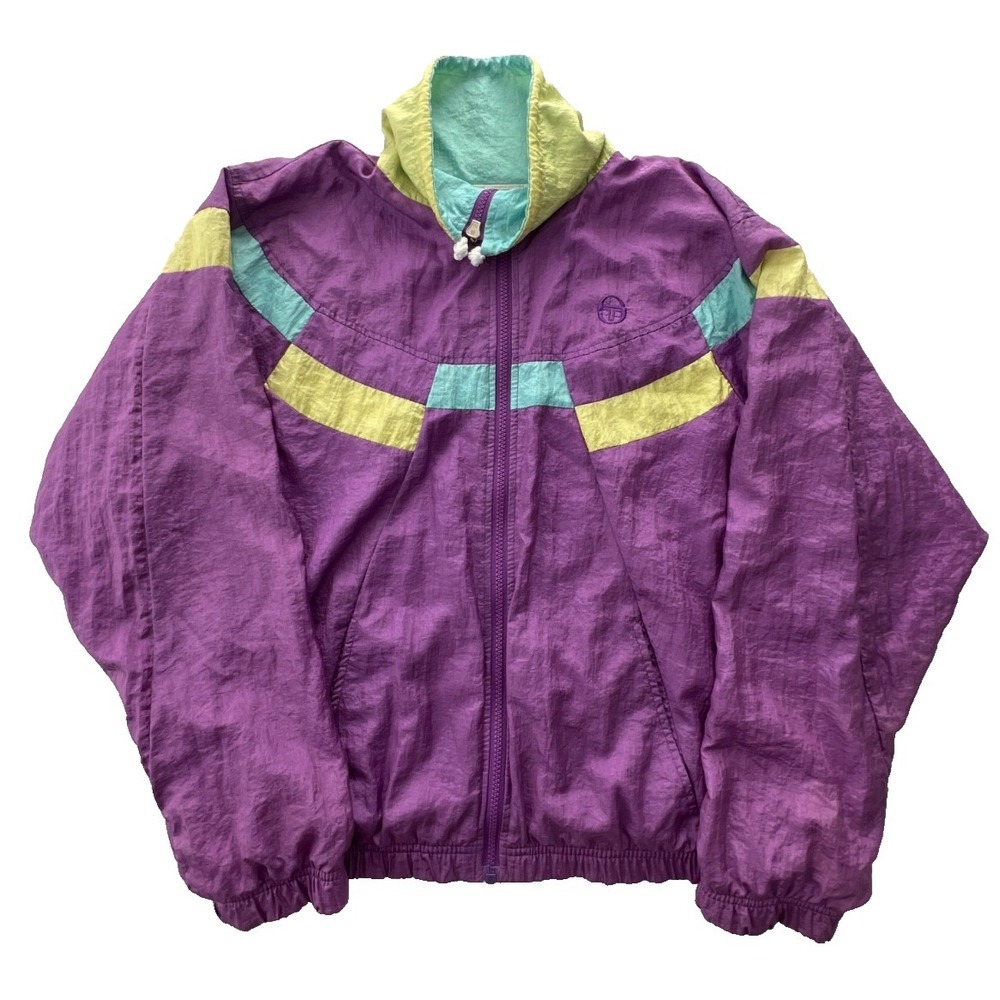 Sergio Tacchini Tracksuit Womens 8 VTG Purple Yellow Blue Y2K 90s Set Retro RARE - Picture 3 of 16
